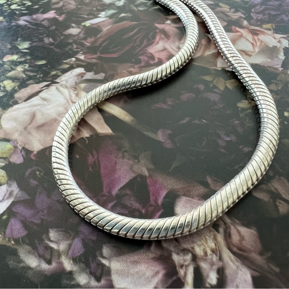 Long Sterling Silver Snake Chain Necklace